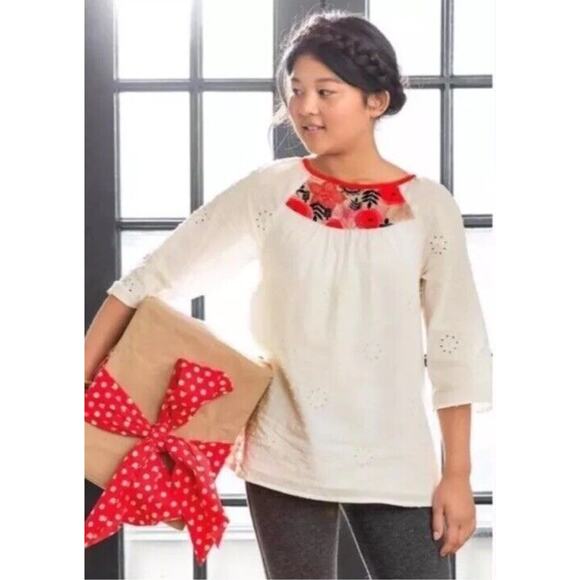 Matilda Jane 435 Girls Snow Angel Top Sz 14 Make Believe White Red Floral Tween - Picture 1 of 9